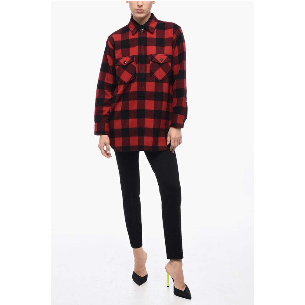 Woolrich Half-Zipped Shirt with Check Motif