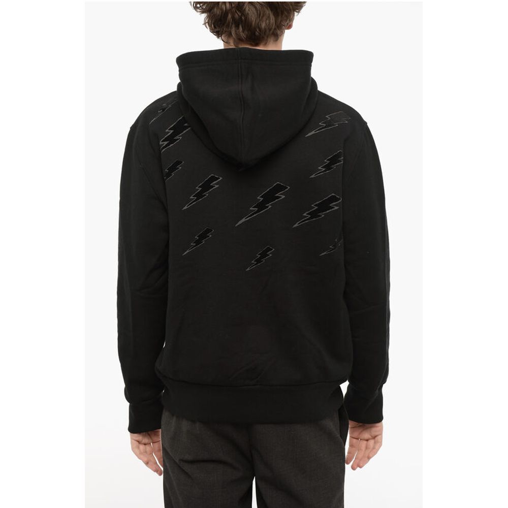 Neil Barrett Easy Fit Hoodie with Velvet Thunderbolt