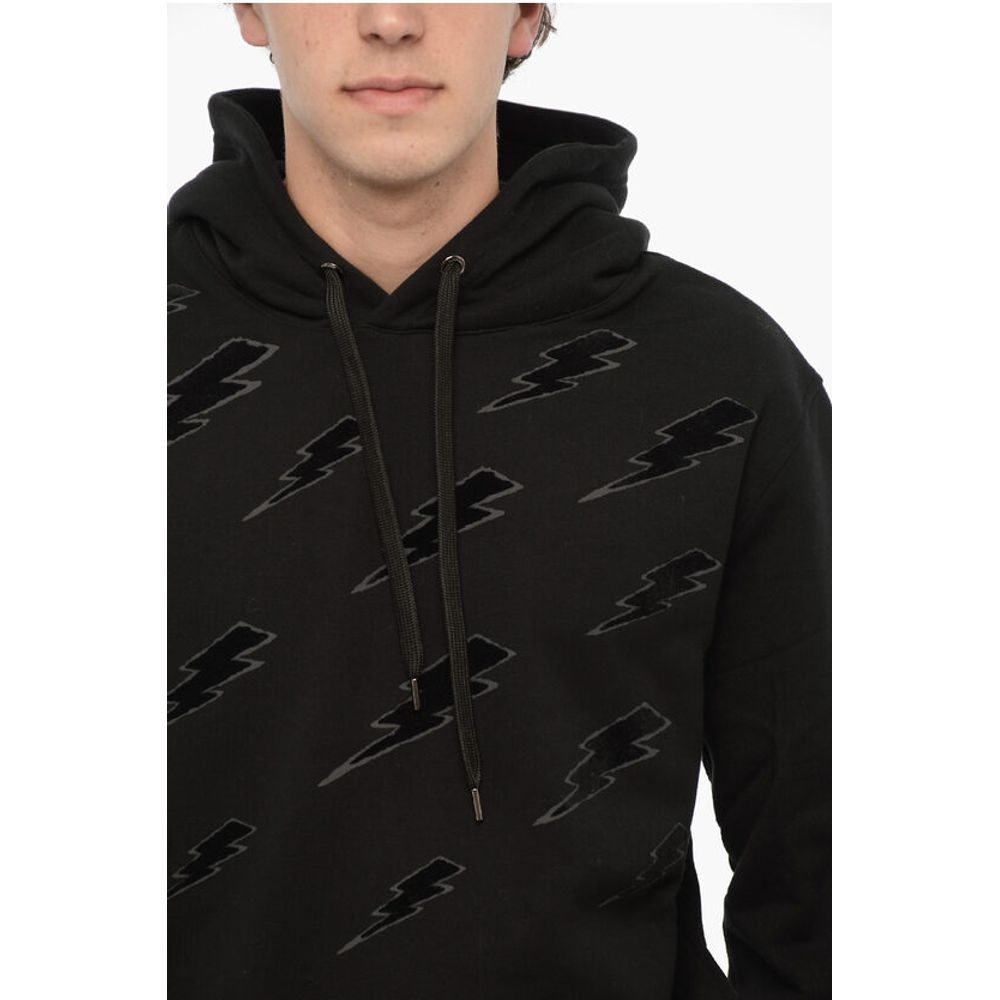 Neil Barrett Easy Fit Hoodie with Velvet Thunderbolt