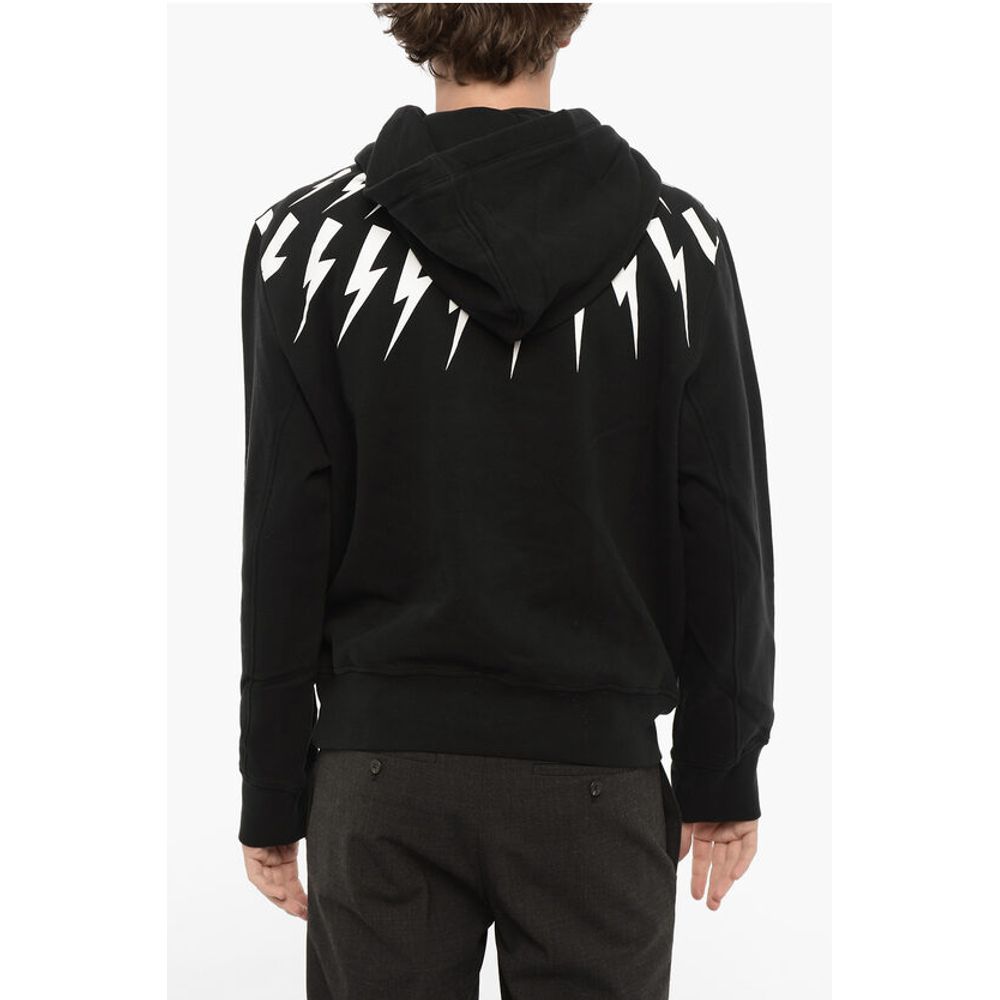 Neil Barrett Fleeced Cotton FAIRISLE THUNDERBOLT Hoodie
