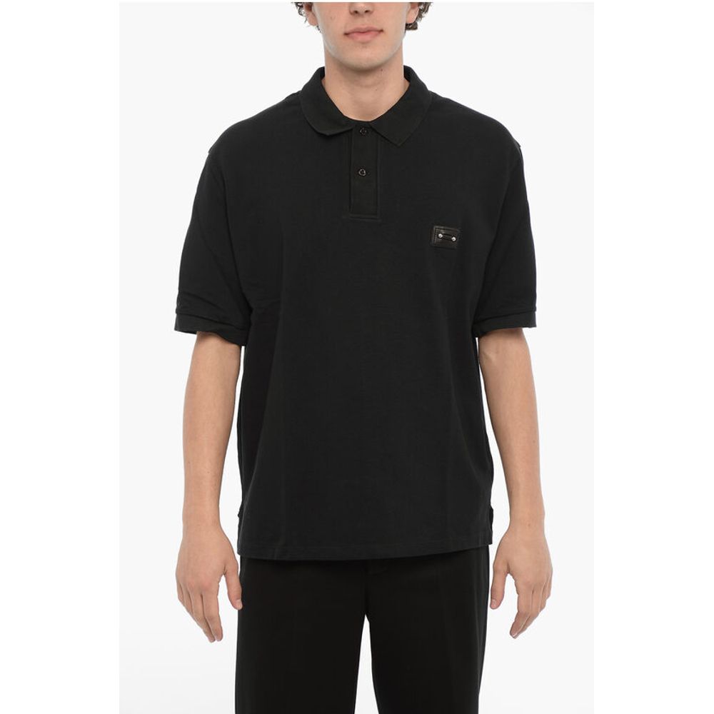 Neil Barrett Solid Color Loose Fit Polo Shirt with Piercing Detail