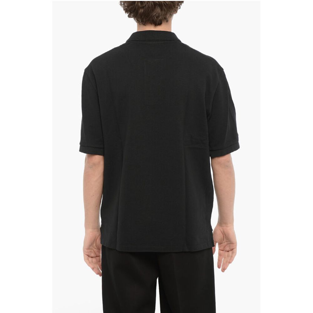 Neil Barrett Solid Color Loose Fit Polo Shirt with Piercing Detail
