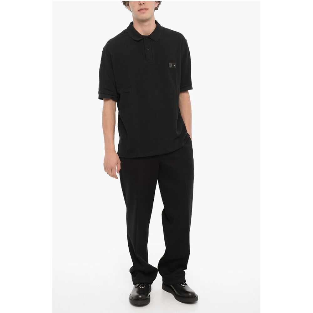 Neil Barrett Solid Color Loose Fit Polo Shirt with Piercing Detail