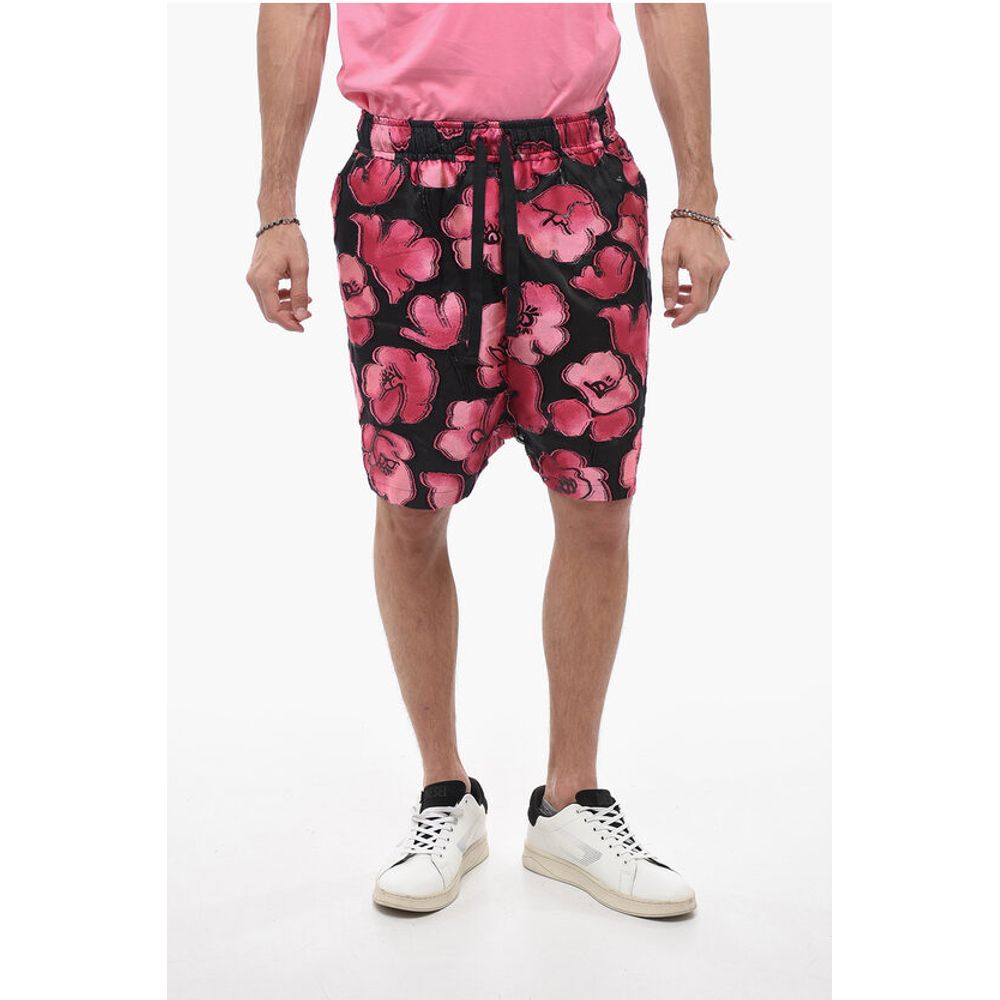 4SDesigns Floral-Motif Two-Tone Shorts