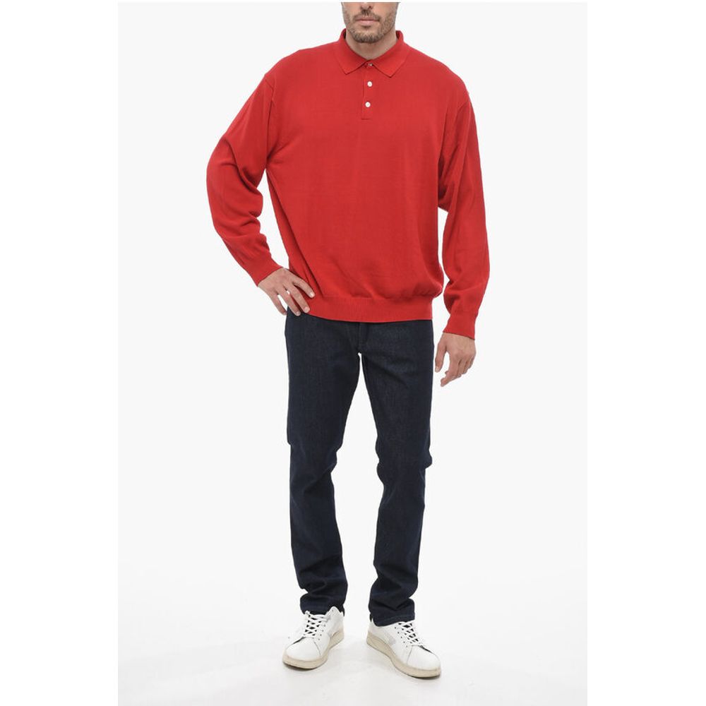 J.Press Long Sleeved Polo Shirt with Ribbed Hem