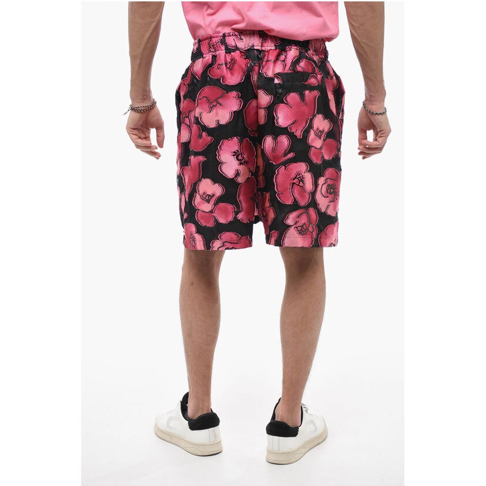 4SDesigns Floral-Motif Two-Tone Shorts