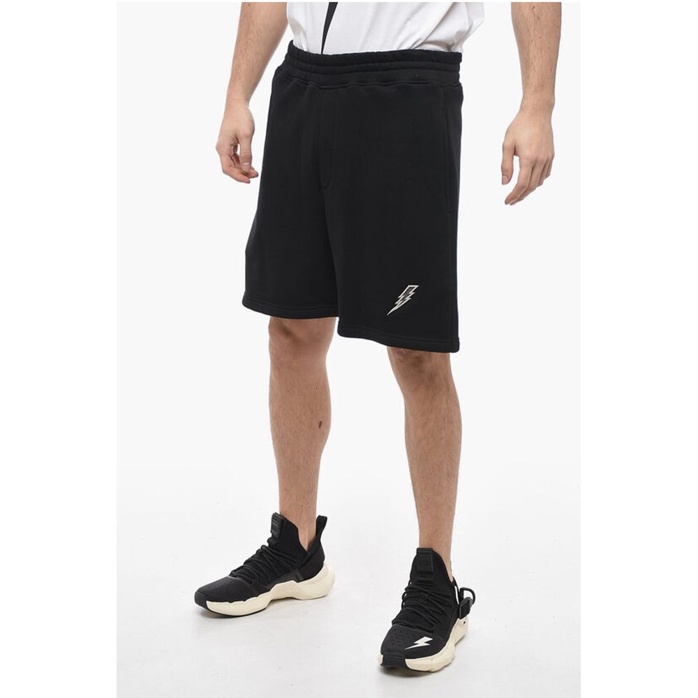 Neil Barrett Brushed Cotton Shorts with Embroidered Logo