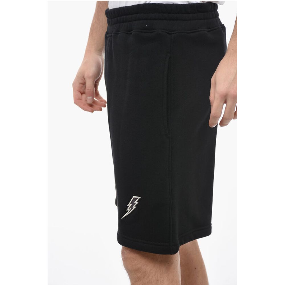 Neil Barrett Brushed Cotton Shorts with Embroidered Logo