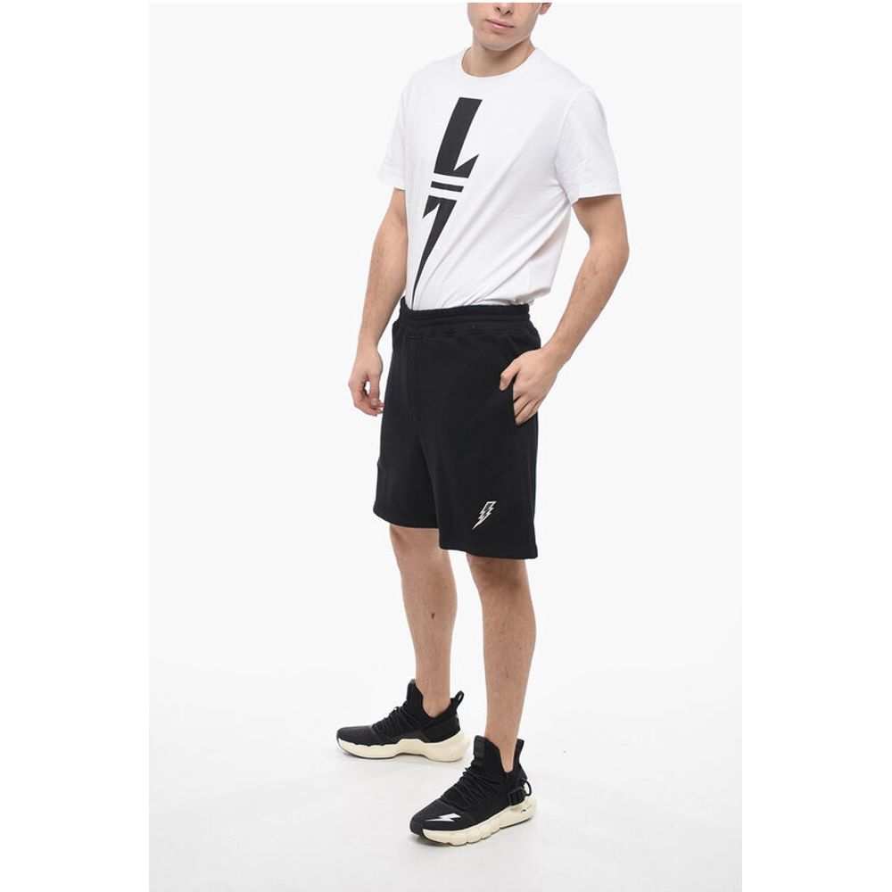 Neil Barrett Brushed Cotton Shorts with Embroidered Logo