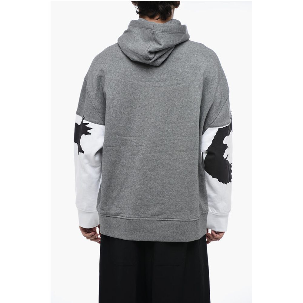 Neil Barrett Fleeced Cotton Hoodie with Suede Patches