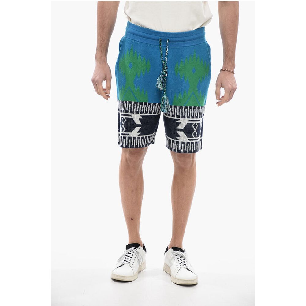 Alanui Piquet Cotton ICON Shorts with Geometric Motif