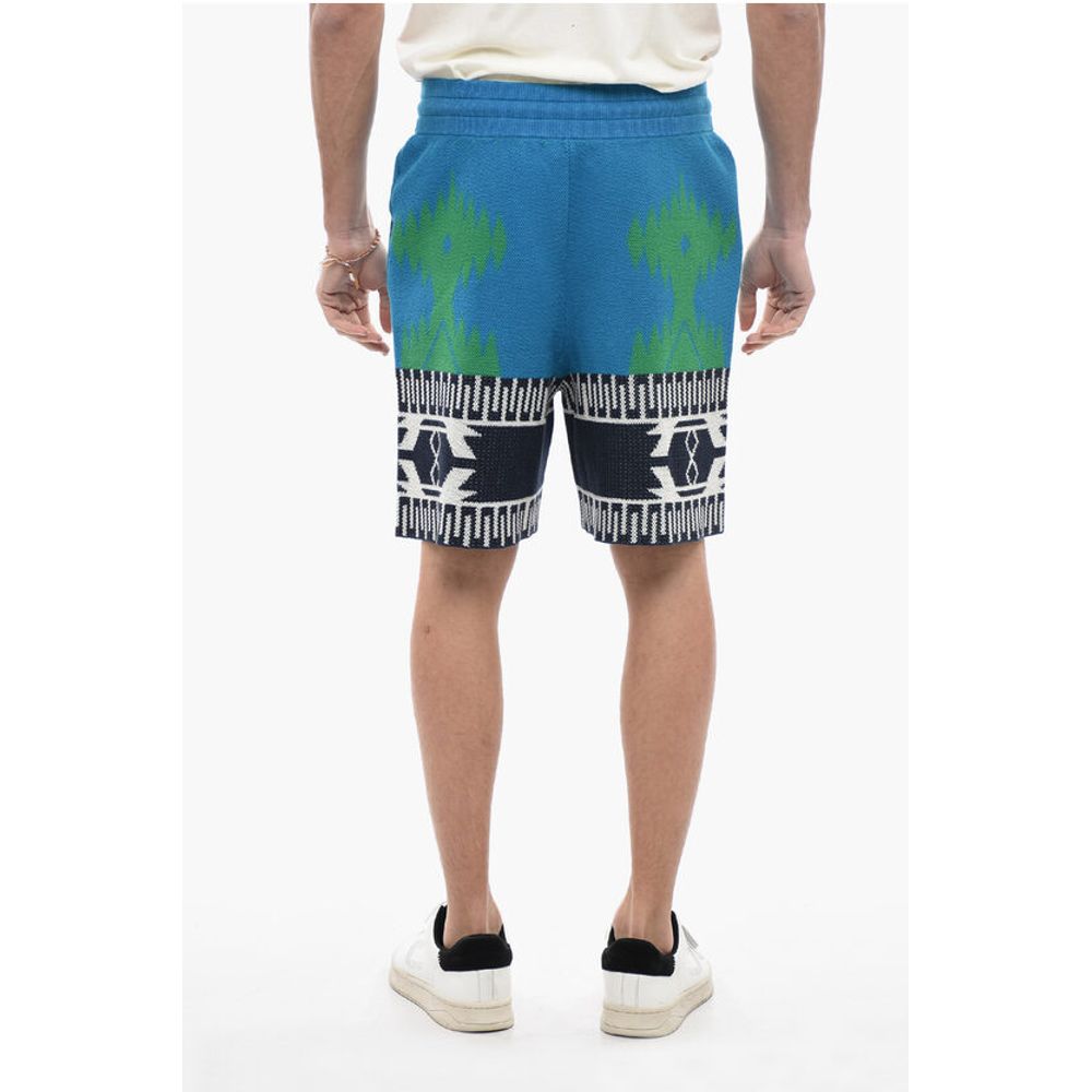 Alanui Piquet Cotton ICON Shorts with Geometric Motif