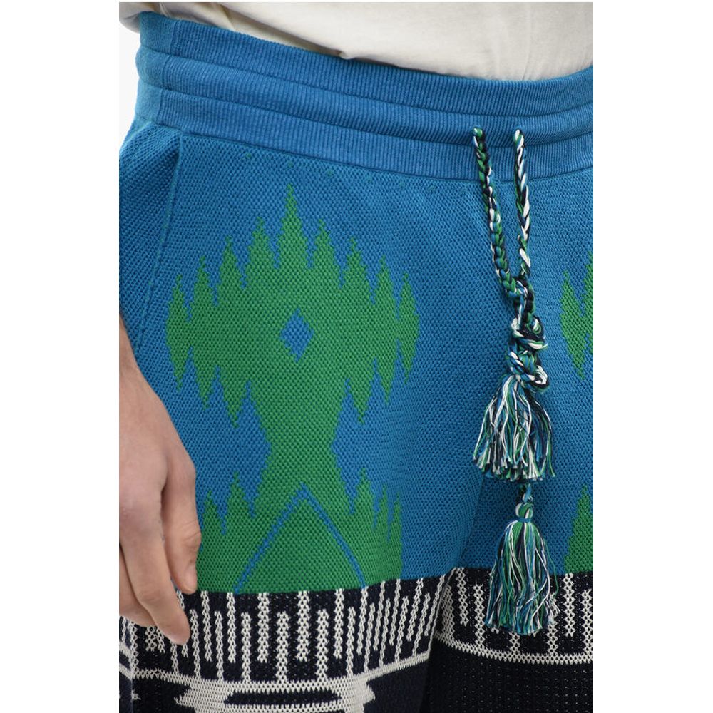 Alanui Piquet Cotton ICON Shorts with Geometric Motif