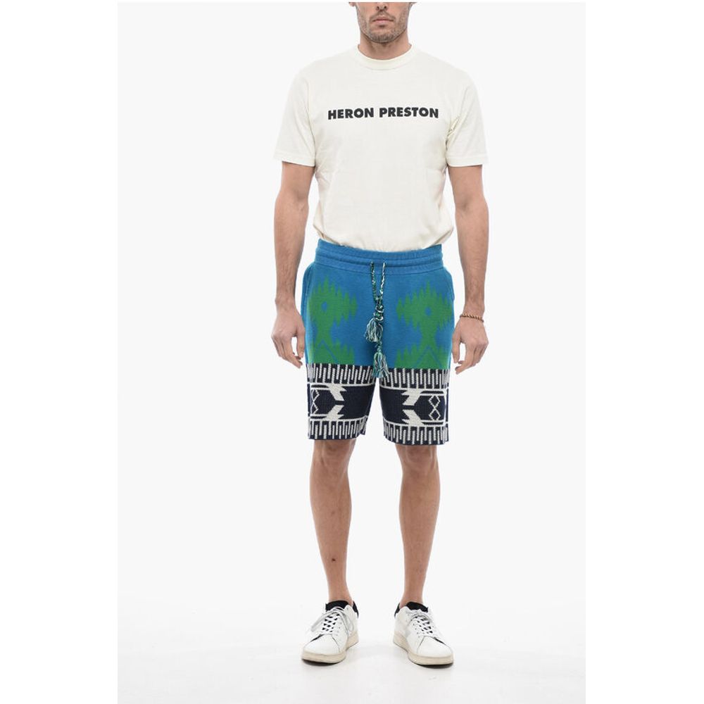 Alanui Piquet Cotton ICON Shorts with Geometric Motif
