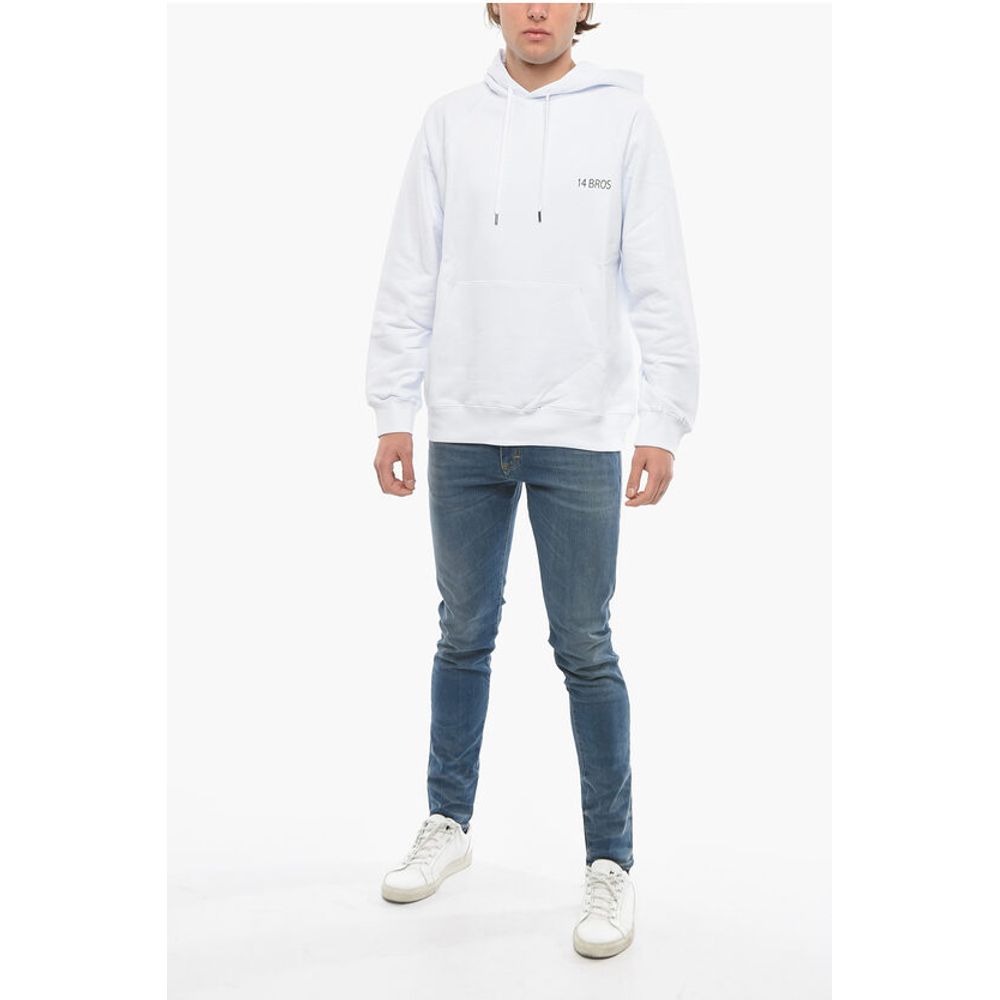 14 BROS Contrasting Maxi Printed Back Hoodie