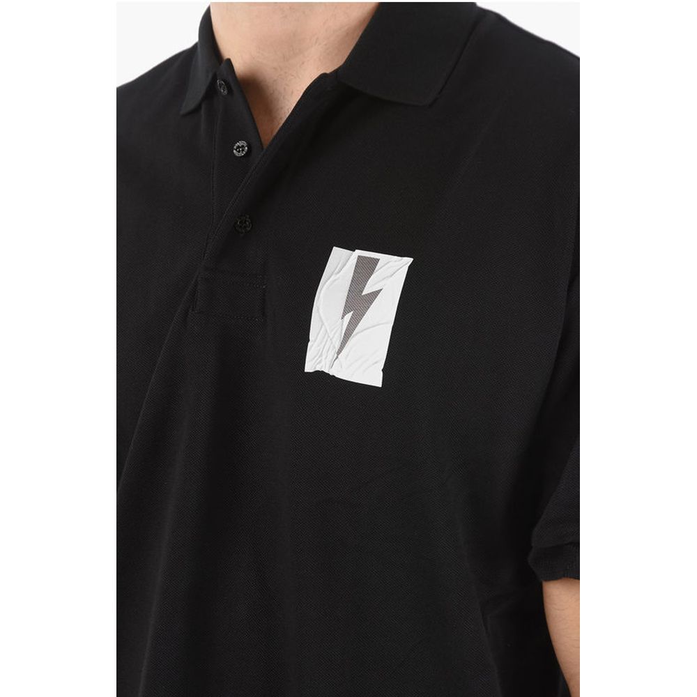 Neil Barrett Loose Fit FLAG BOLT Polo with Printed Logo