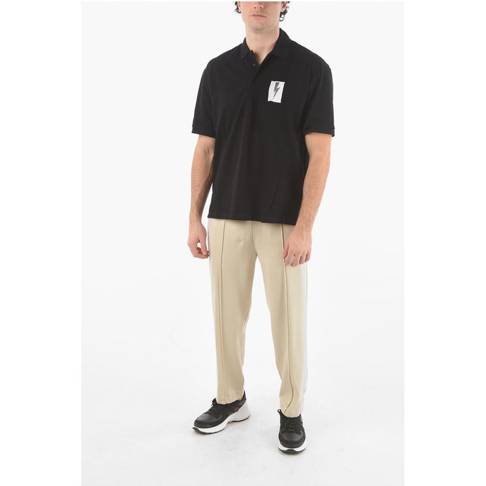 Neil Barrett Loose Fit FLAG BOLT Polo with Printed Logo