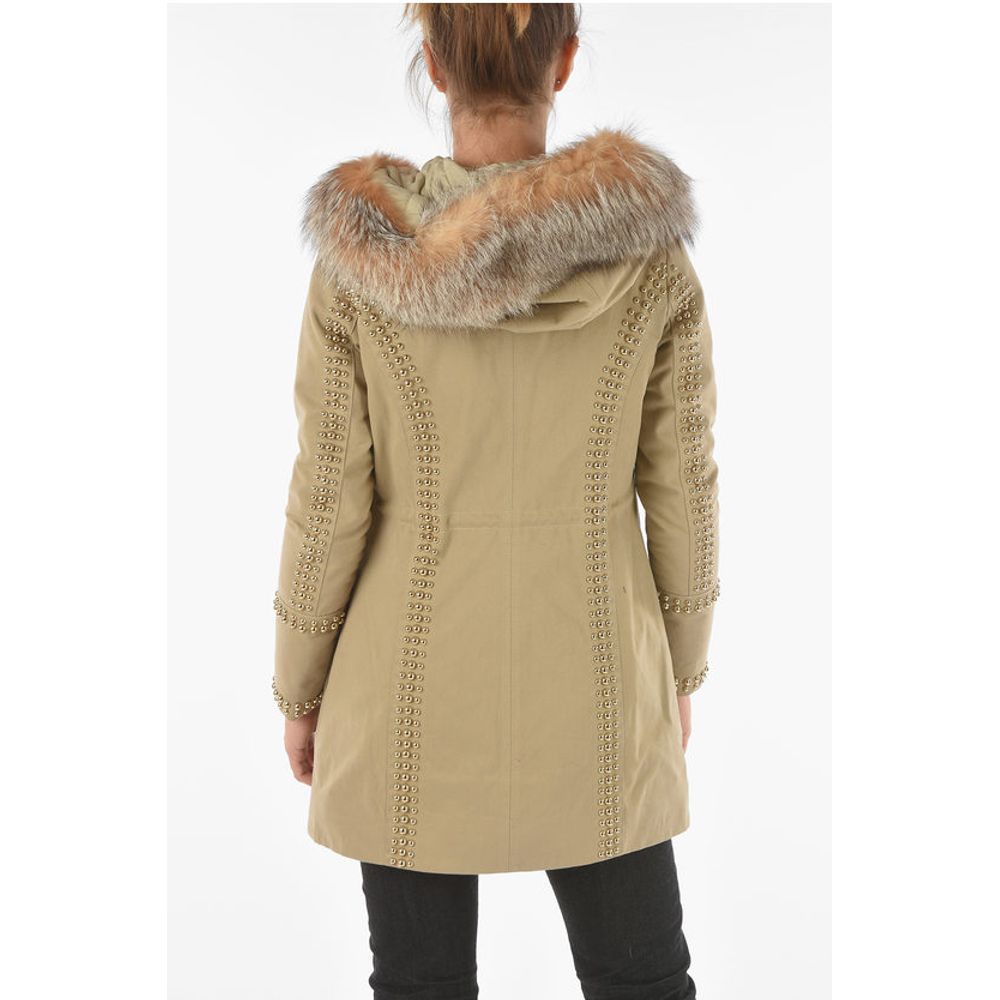 Philipp Plein COUTURE Studded Fox Fur Edged AMAZING FUR Parka