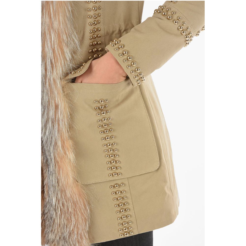 Philipp Plein COUTURE Studded Fox Fur Edged AMAZING FUR Parka