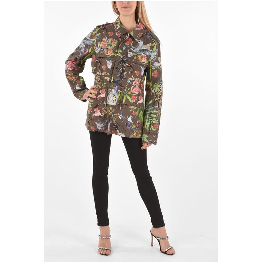 Philipp Plein COUTURE Printed Parka JUNGLE embellished with Rhinestones