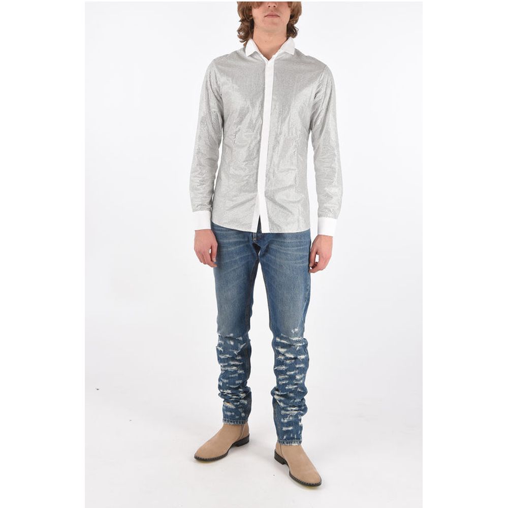 Philipp Plein DIAMOND CUT Jewel Shirt with Spread Collar