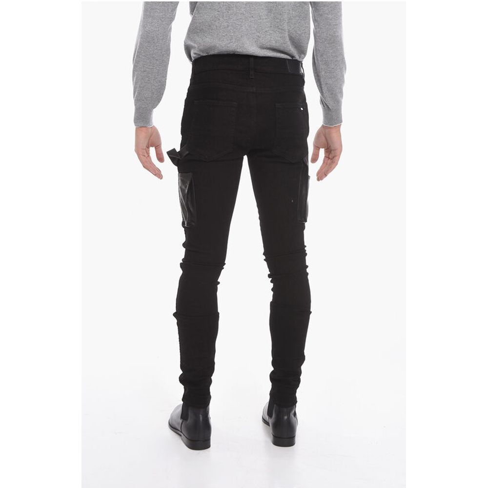 Amiri Stretchy WORKMAN Skinny Denims with Leather Detailing 16cm