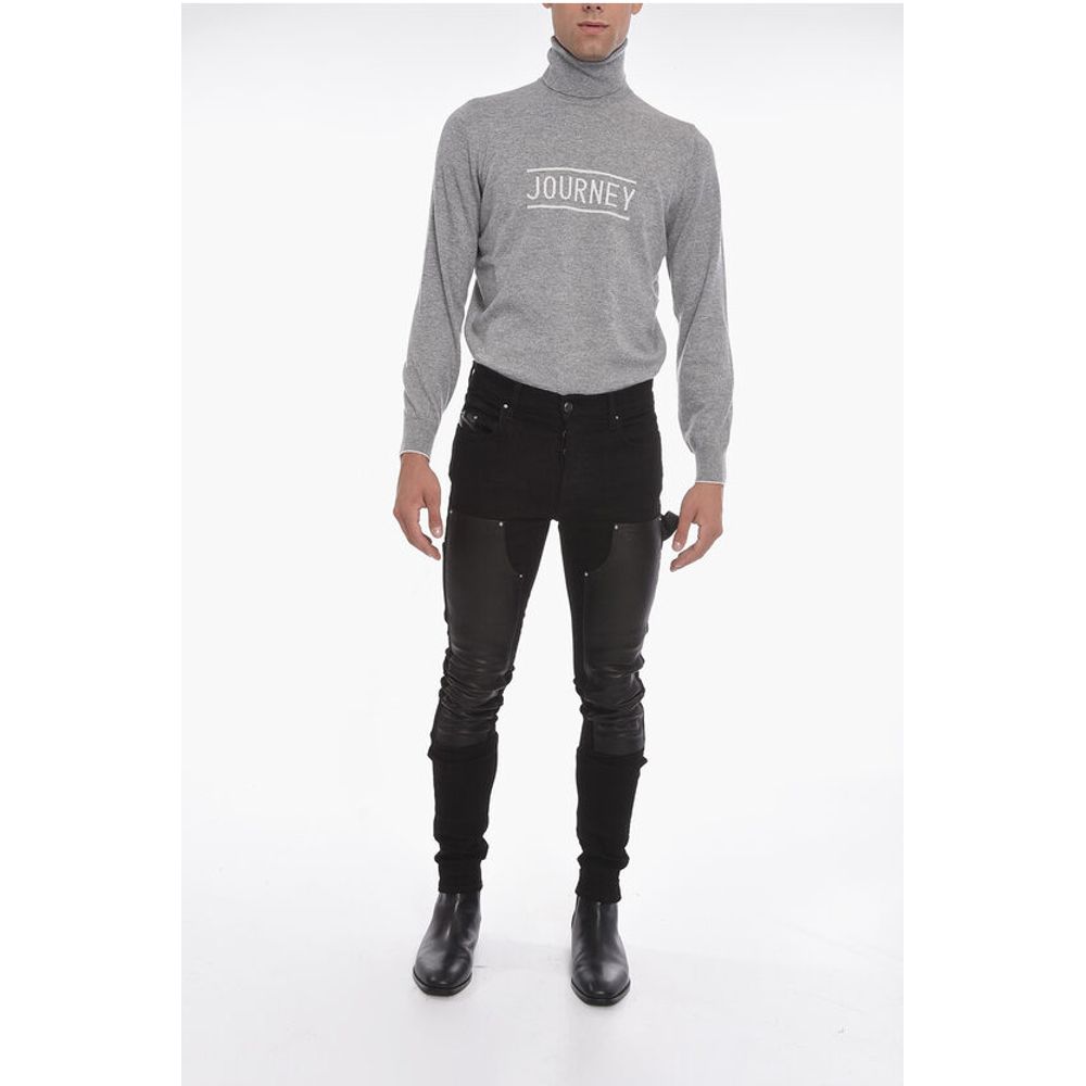 Amiri Stretchy WORKMAN Skinny Denims with Leather Detailing 16cm