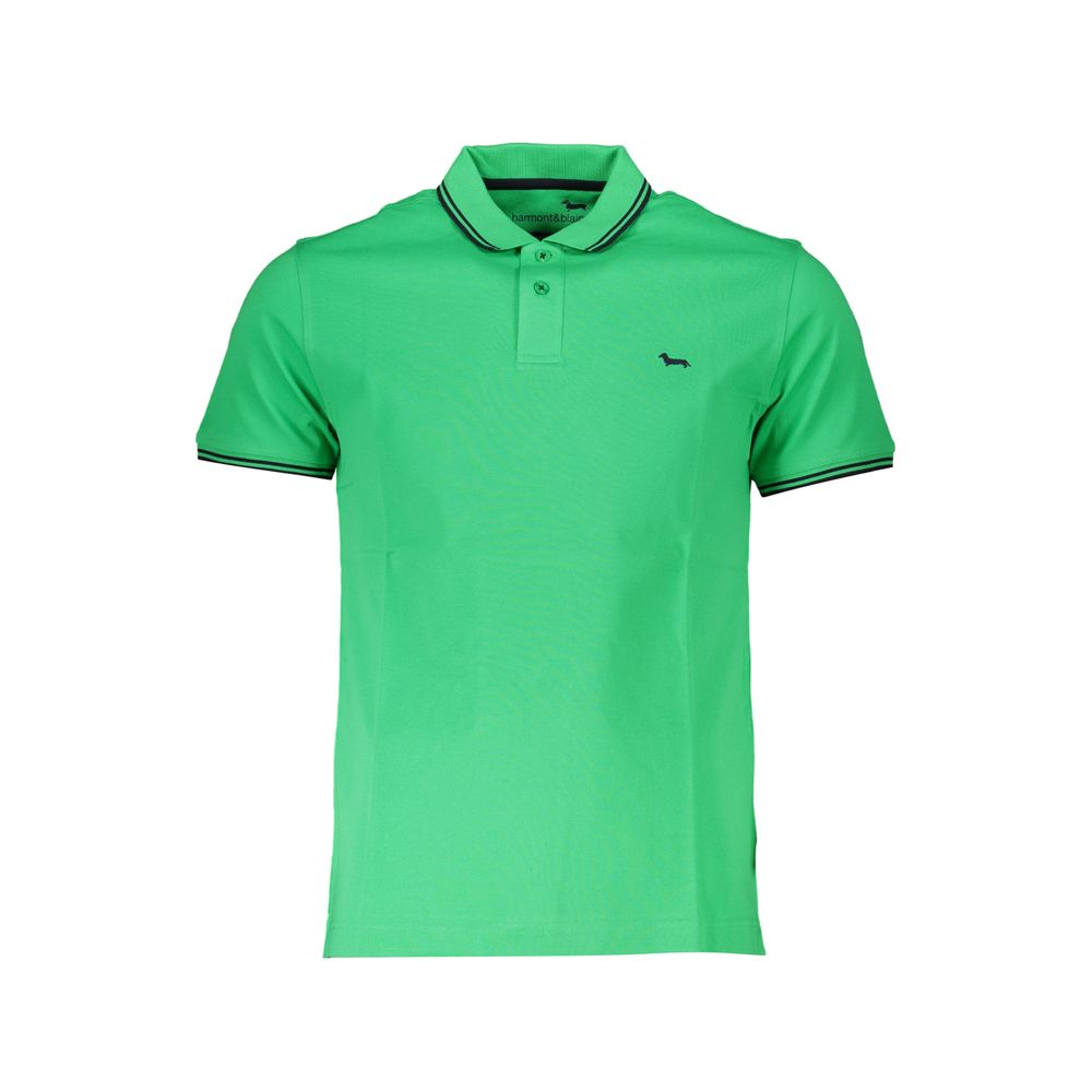 Harmont & Blaine Chic Zeleni bombažni polo s kontrastnimi detajli