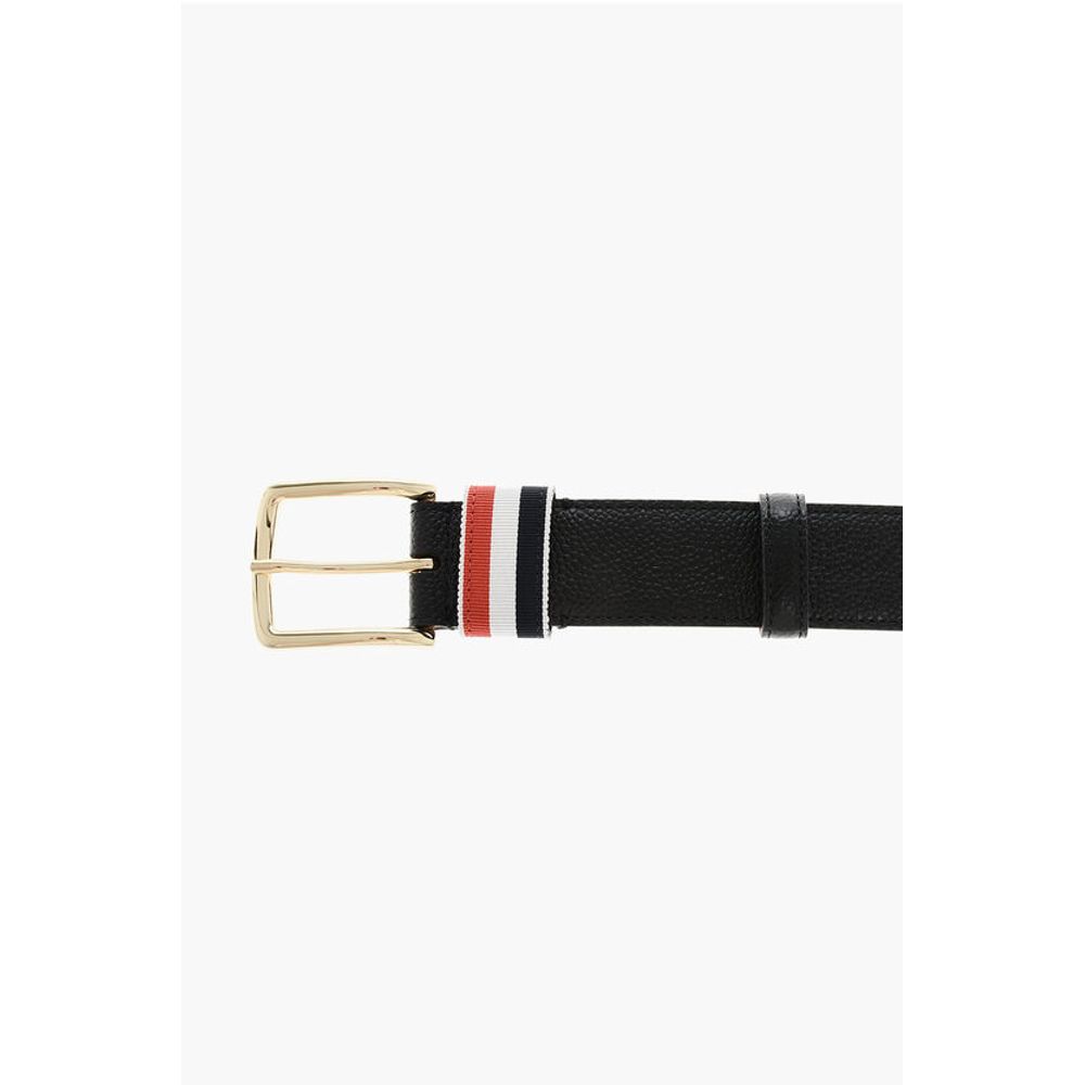 Thom Browne Grain de Poudre Leather Belt with Iconic Detail 35mm
