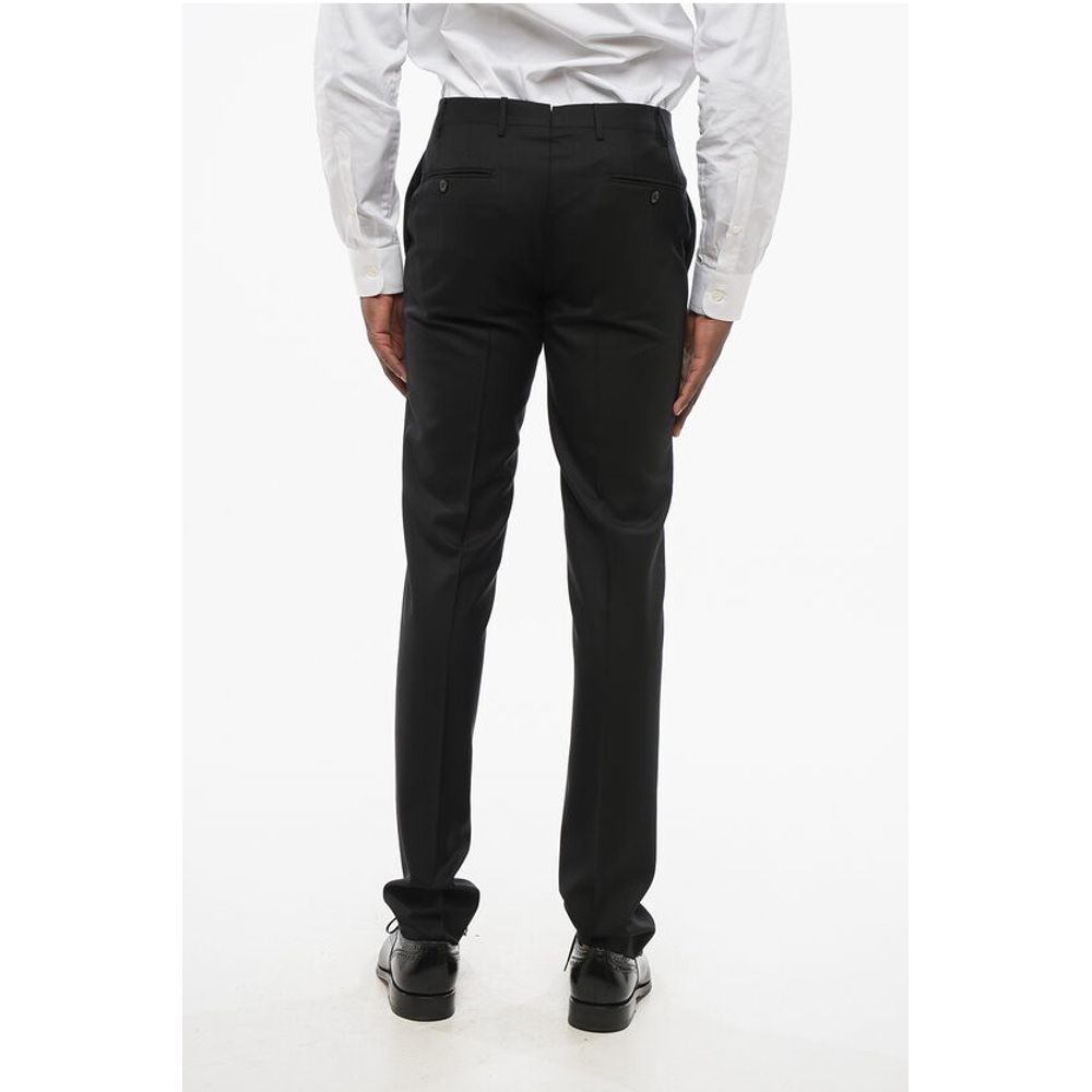 Corneliani Virgin Wool ACADEMY Pants with Hidden Closure