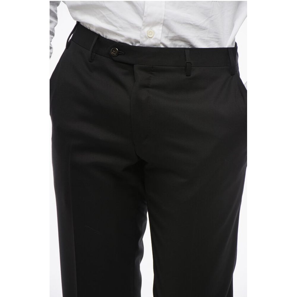 Corneliani Virgin Wool ACADEMY Pants with Hidden Closure