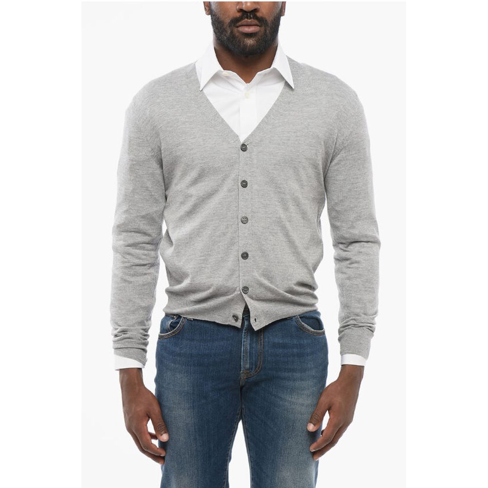 Corneliani V Neck Virgin Wool Cardigan
