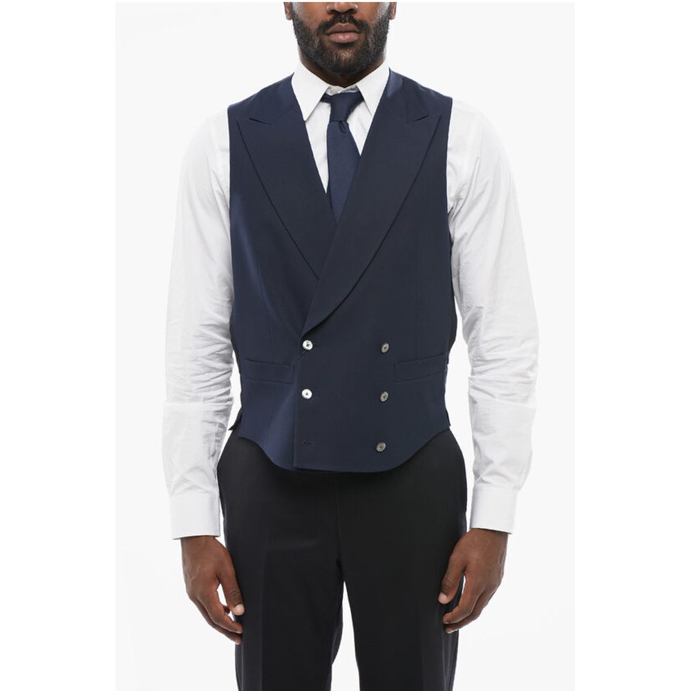 Corneliani Silk Double Brested Vest with Peak Lapel