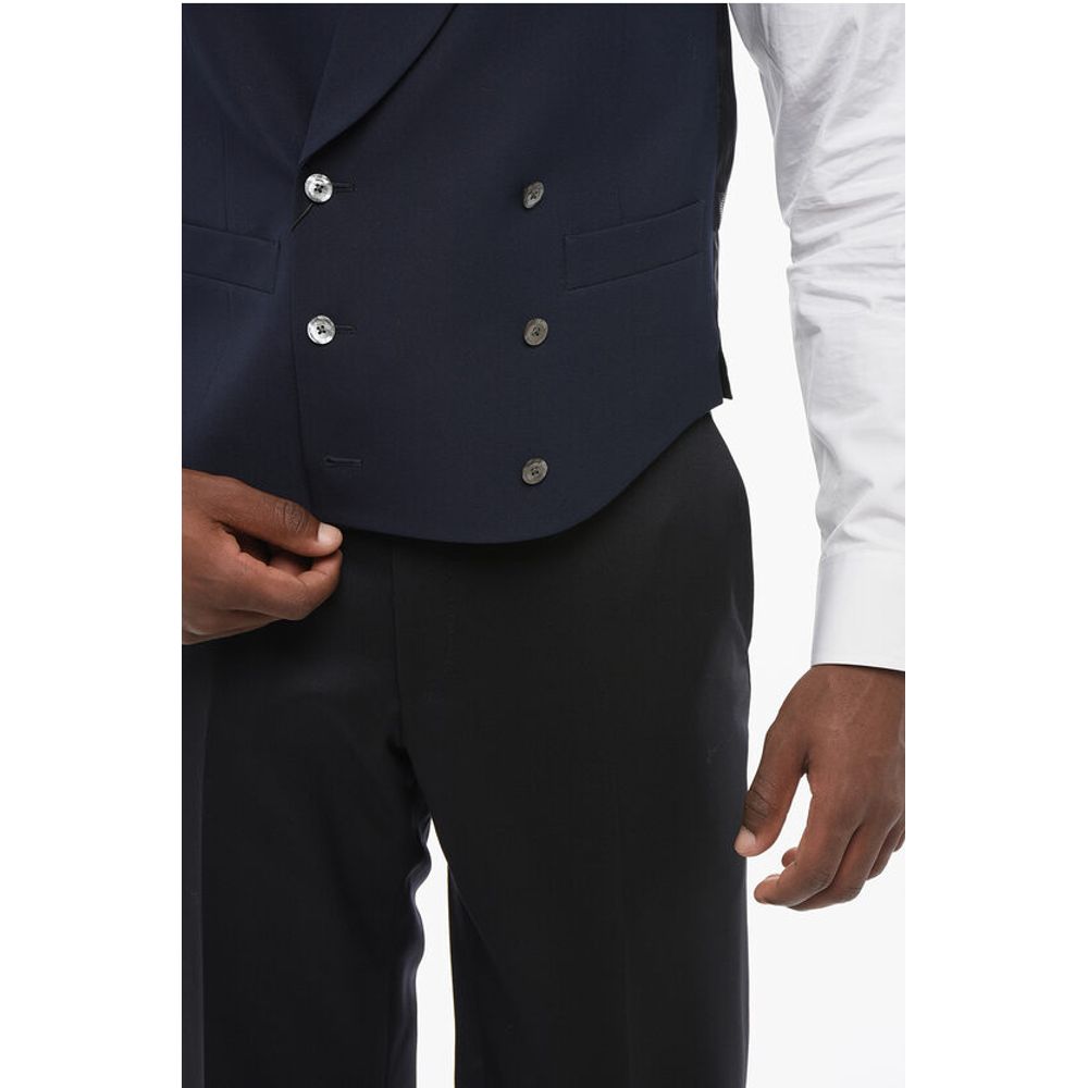 Corneliani Silk Double Brested Vest with Peak Lapel