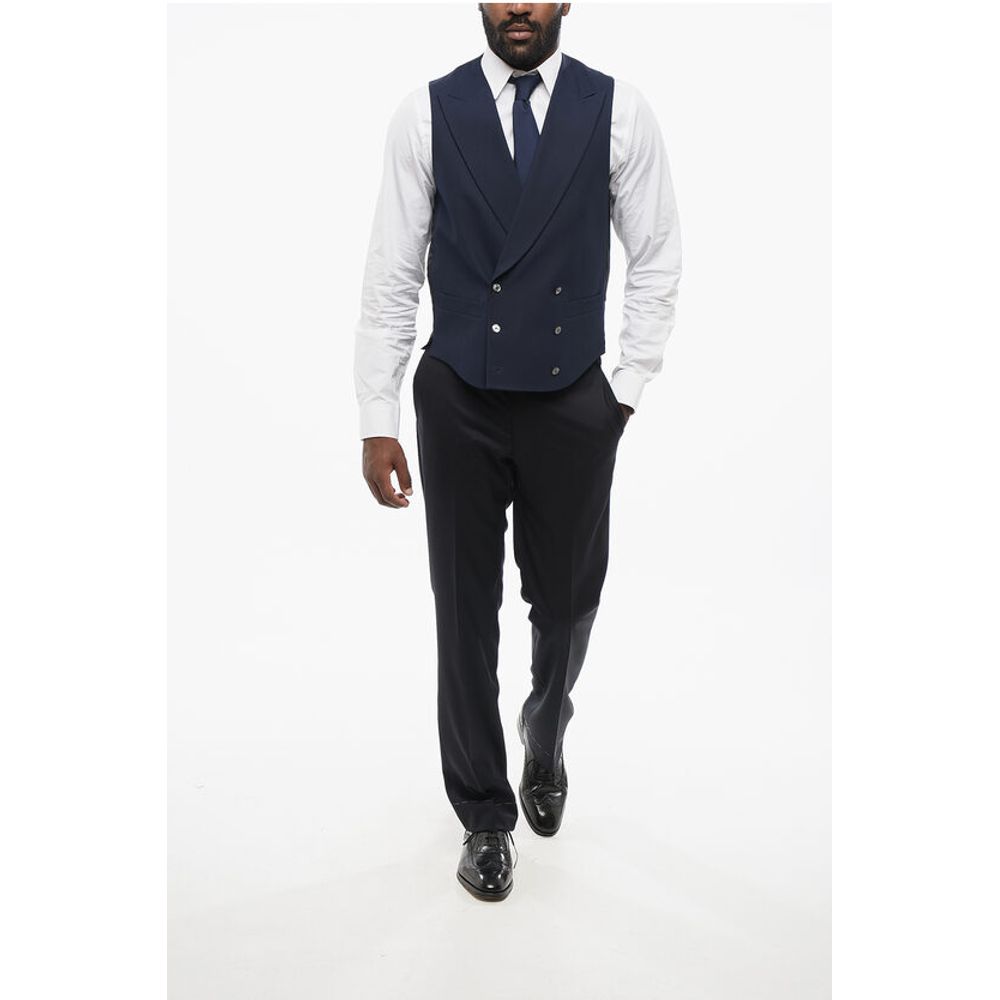 Corneliani Silk Double Brested Vest with Peak Lapel