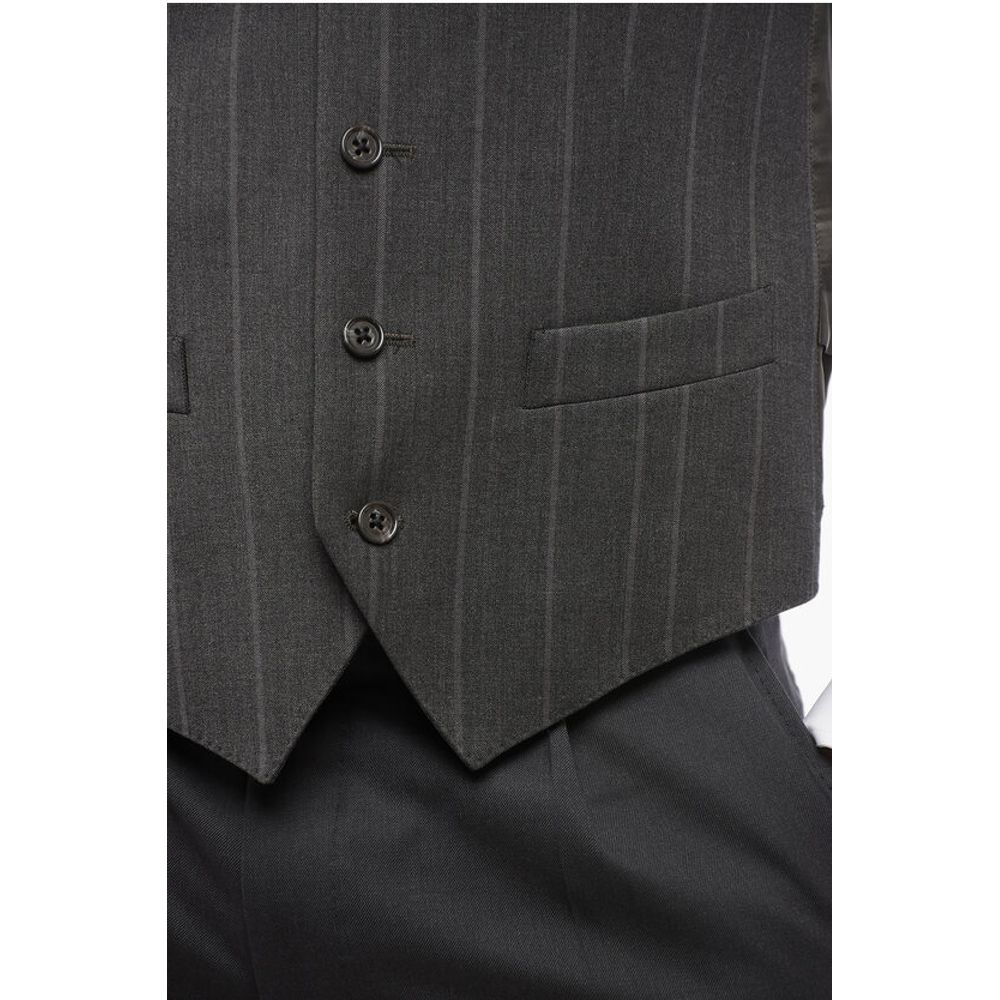 Corneliani CC COLLECTIO Striped 5 Buttons REFINED Wool Blend Vest