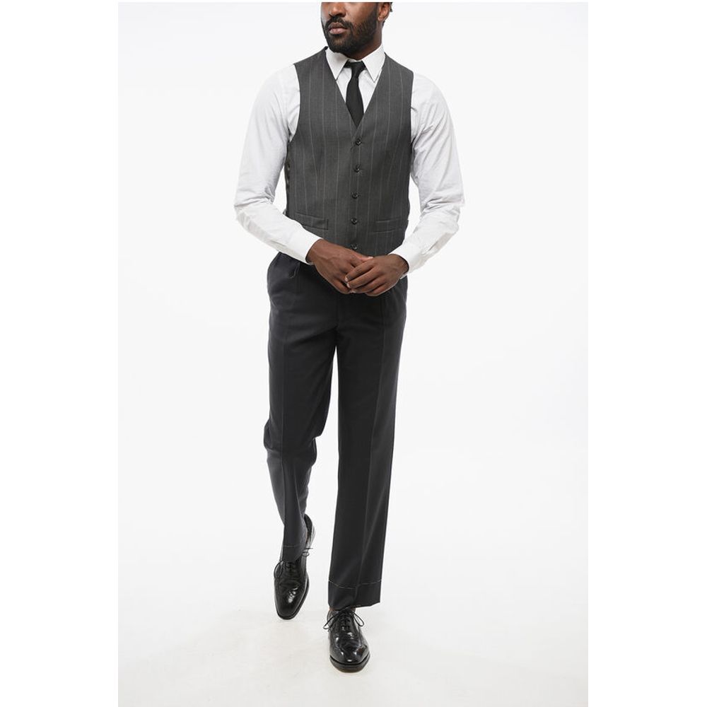 Corneliani CC COLLECTIO Striped 5 Buttons REFINED Wool Blend Vest