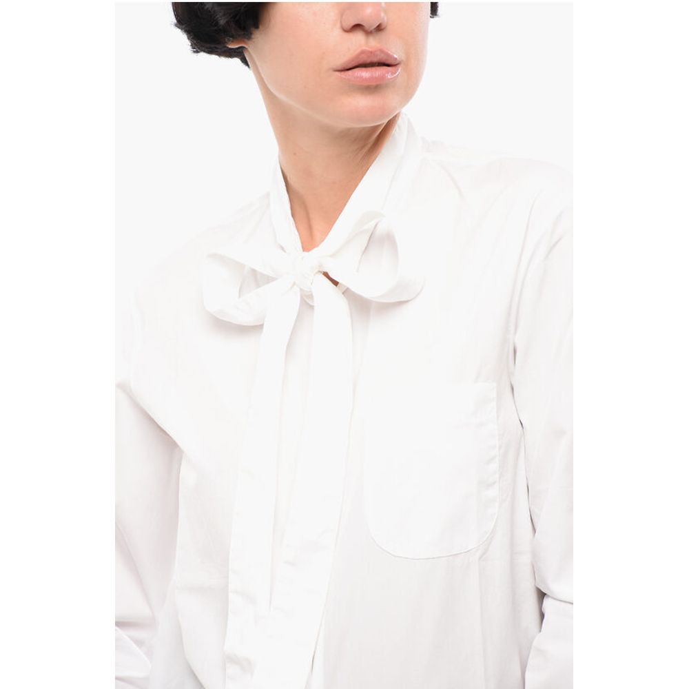 Department 5 Poplin Cotton ENTI Shirt with Bow Neckline