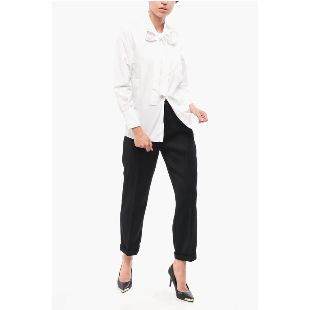 Department 5 Poplin Cotton ENTI Shirt with Bow Neckline