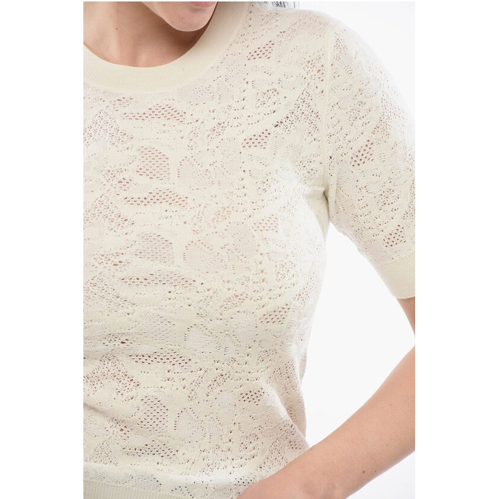 Chloé Short-sleeved Jacquard Silk Blend Sweater