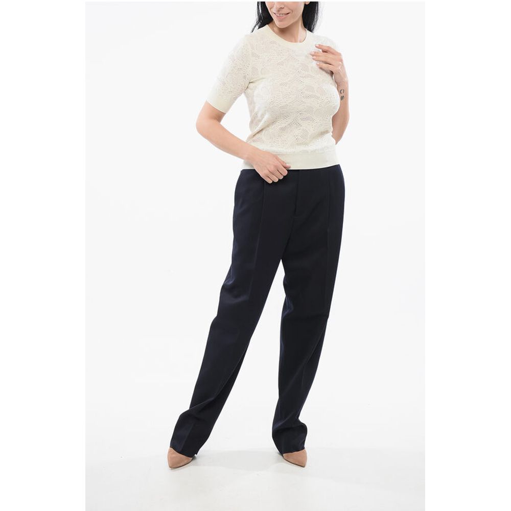 Chloé Short-sleeved Jacquard Silk Blend Sweater