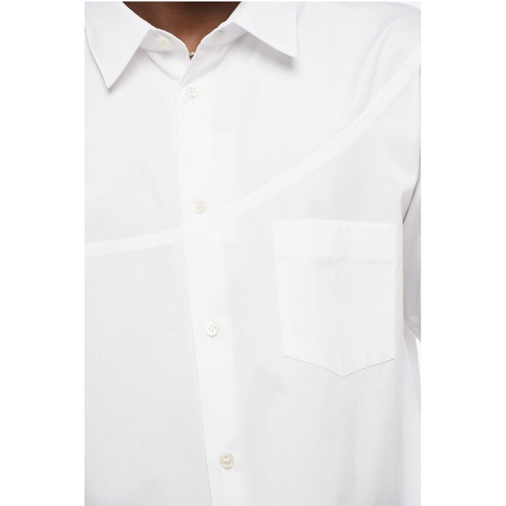 Comme Des Garçons Transversal Stitching Popeline Shirt with Breast-pocket