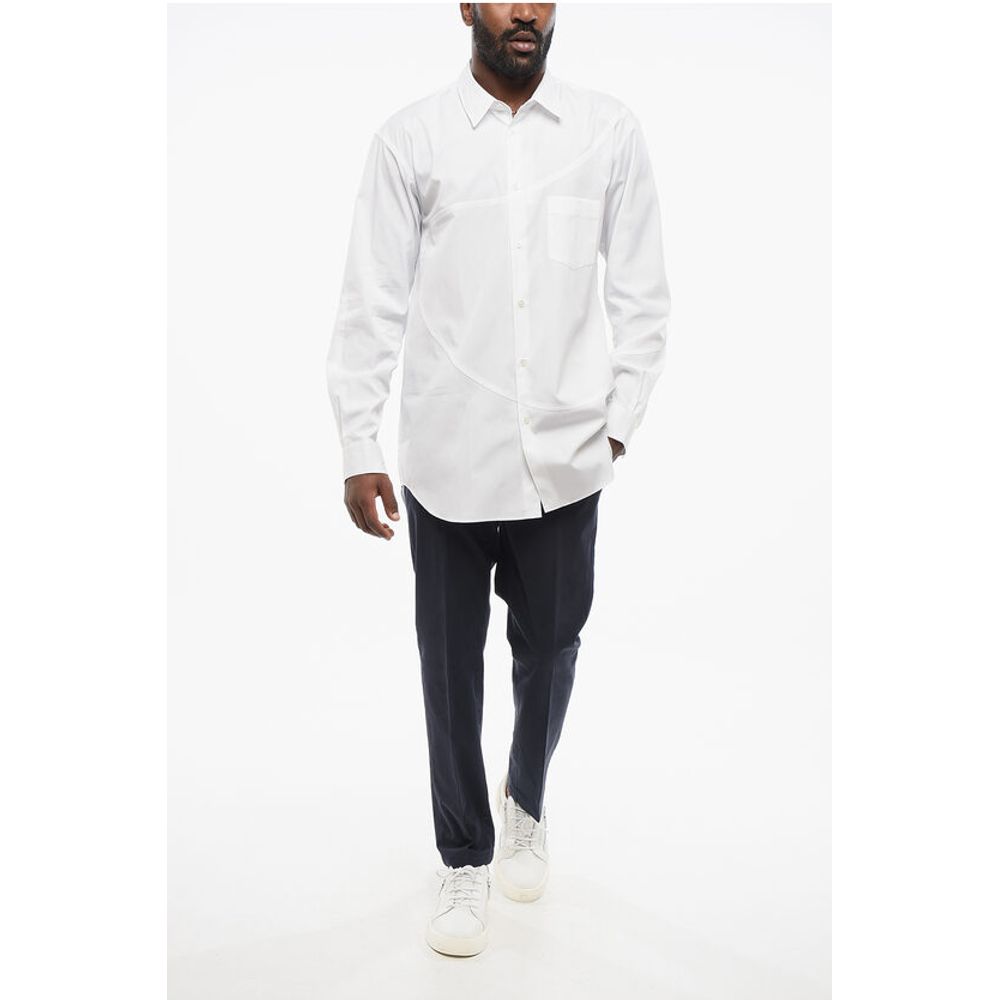 Comme Des Garçons Transversal Stitching Popeline Shirt with Breast-pocket