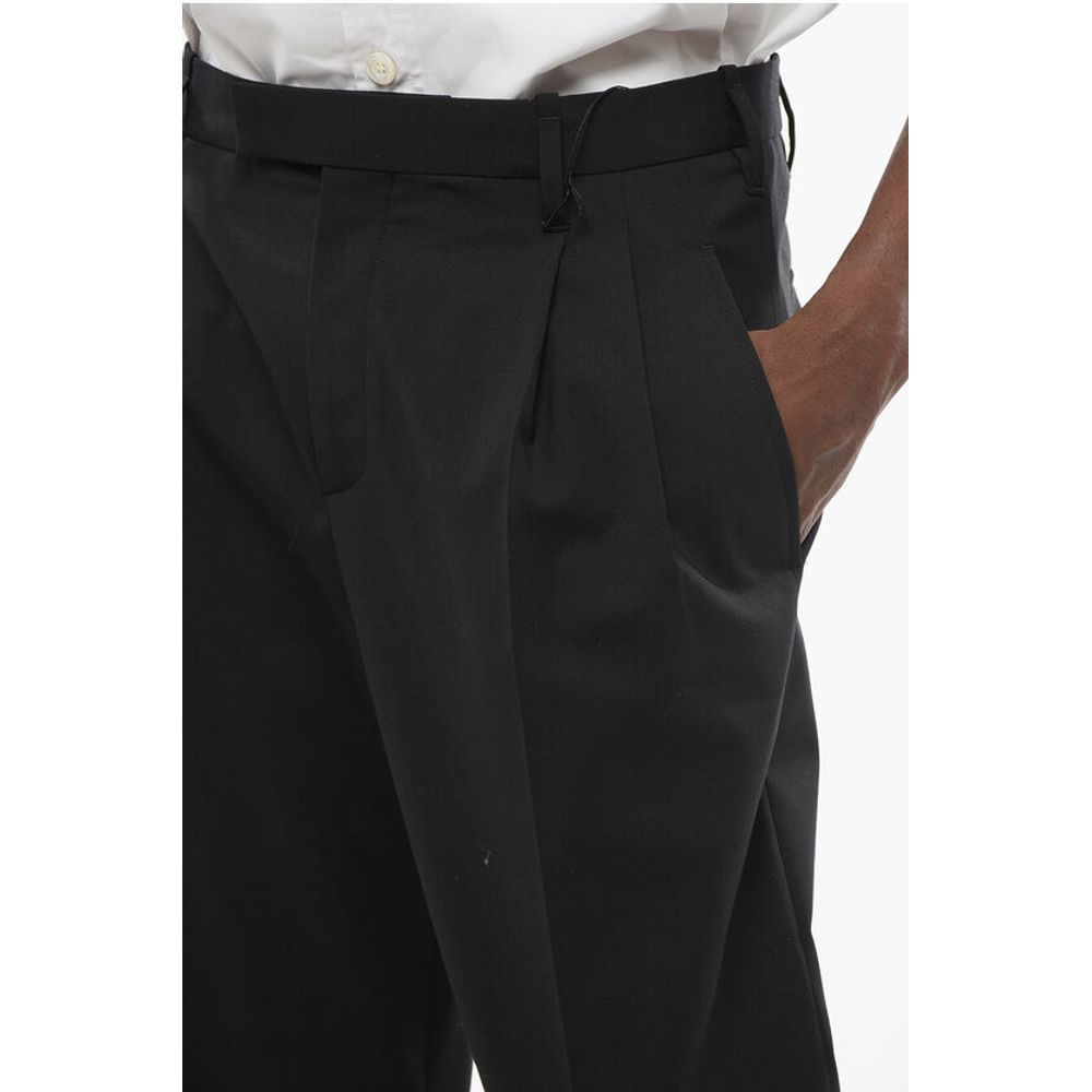 Neil Barrett Double-Pleated Slim Fit Pants with Belt Loops