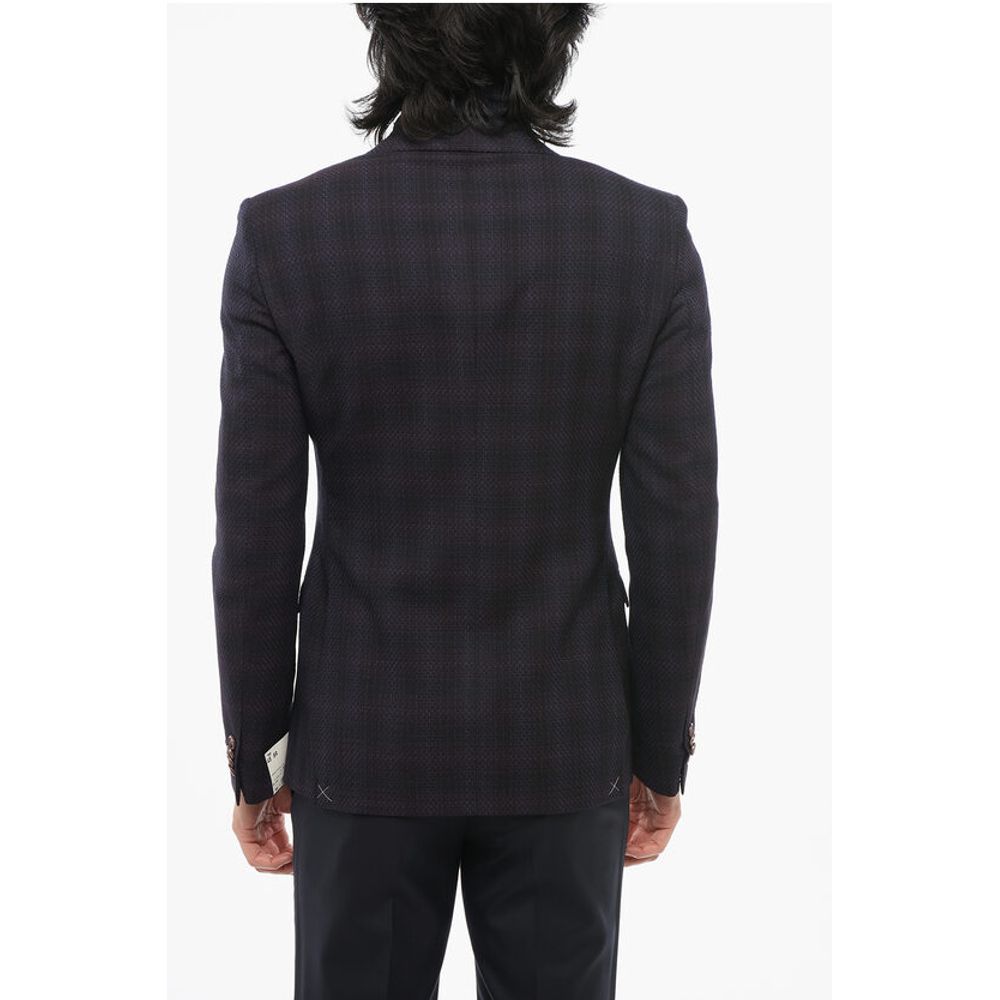 Corneliani CC COLLECTION Virgin Wool Blazer with Checkered Motif