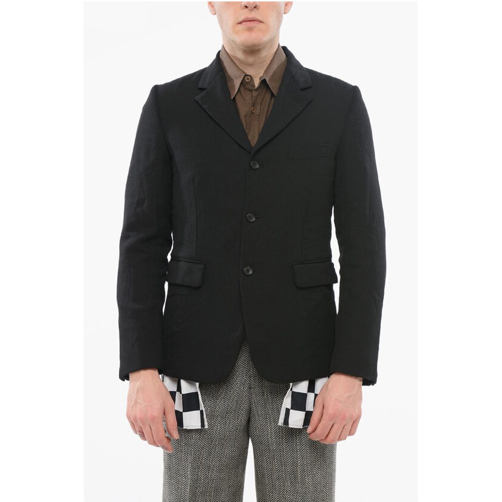 Comme Des Garçons BLACK Double-layered Blazer with Checkered Detail