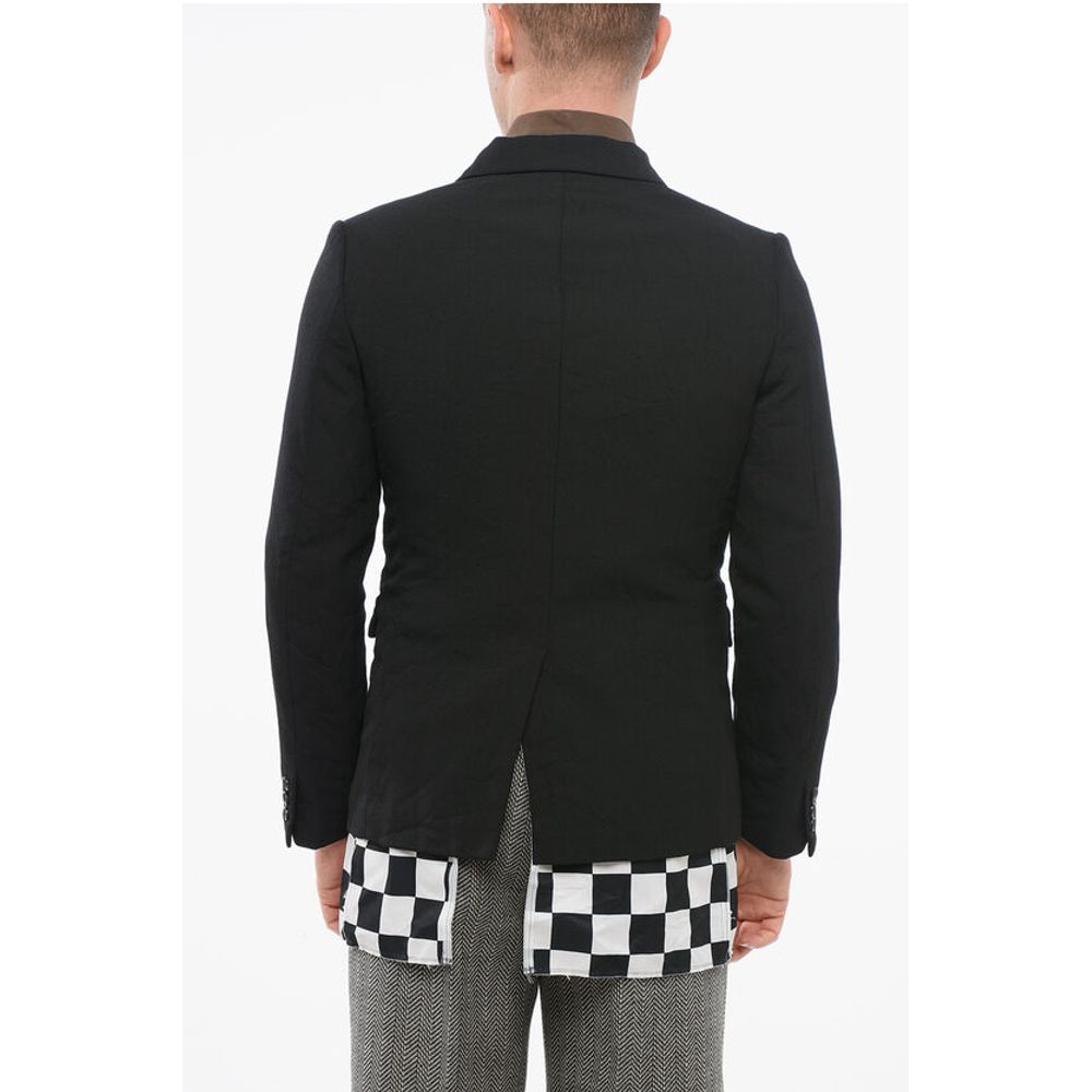 Comme Des Garçons BLACK Double-layered Blazer with Checkered Detail