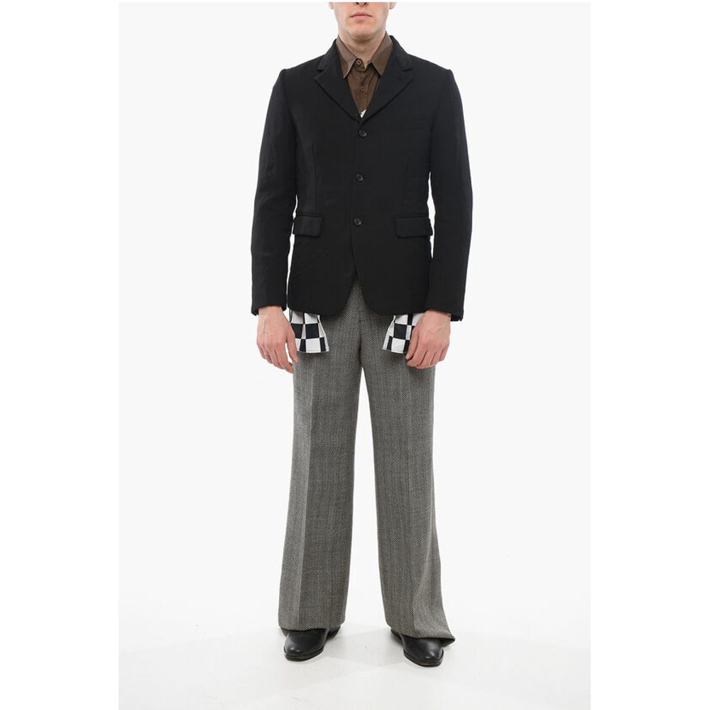 Comme Des Garçons BLACK Double-layered Blazer with Checkered Detail