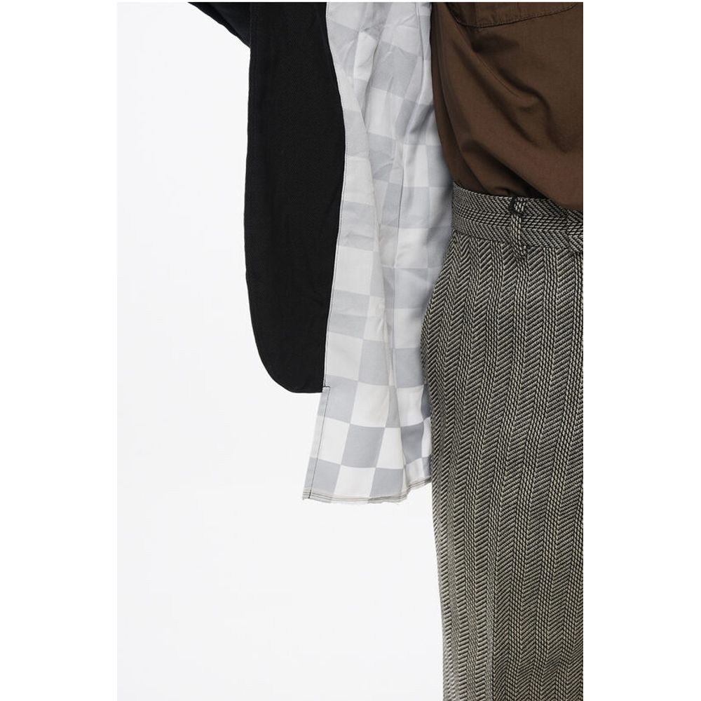 Comme Des Garçons BLACK Double-layered Blazer with Checkered Detail