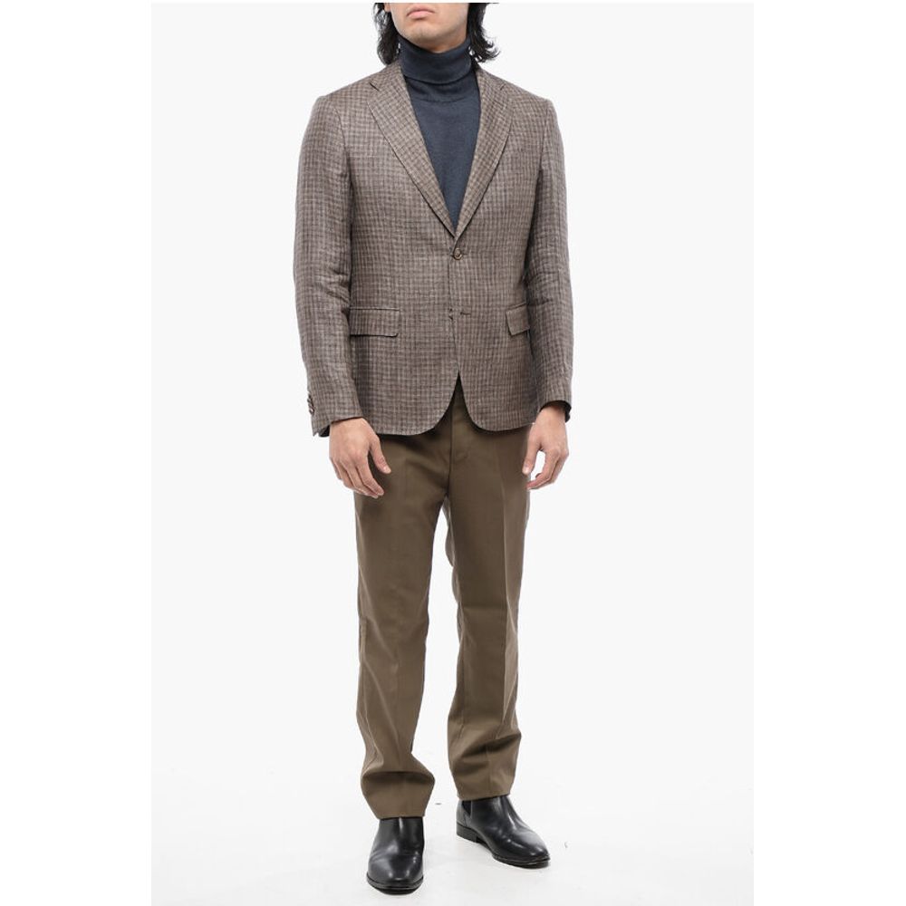Nino Danieli Gun Club Check Single Breasted Linen Blazer